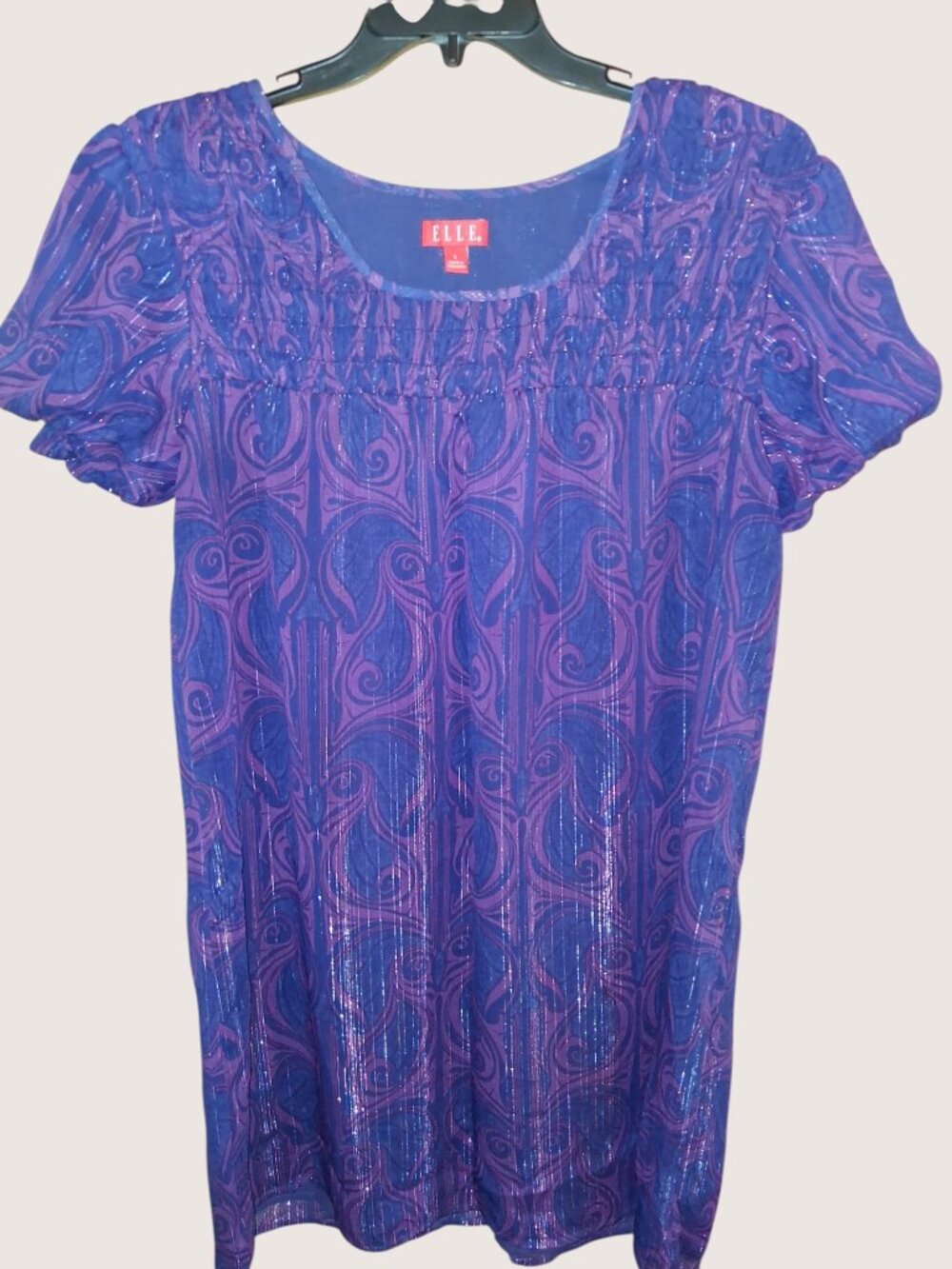 Juniors ELLE Purple with Metallic Detail Dress size Large